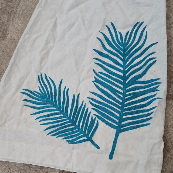 Karen Kane Size Medium 100% Linen Acetate Leaf Embroidery Shift Dress - Picture 2 of 9